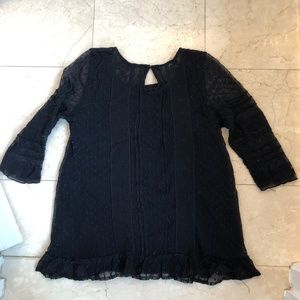 Free People Black Lace Peplum Blouse